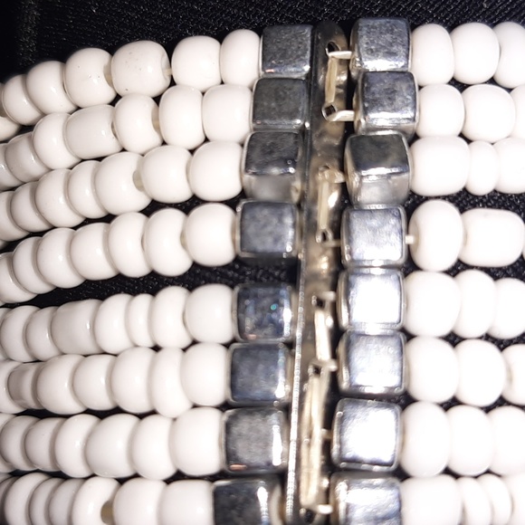 Wrap bracelet with seed beads.  Silver trim. Fits all sizes. - Picture 2 of 11